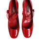 Red Leather DG Logo Heels Sandals Shoes