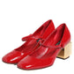 Red Leather DG Logo Heels Sandals Shoes