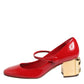 Red Leather DG Logo Heels Sandals Shoes
