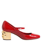 Red Leather DG Logo Heels Sandals Shoes