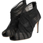 Black Mesh Stiletto Heels Ankle Boots Shoes