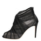 Black Mesh Stiletto Heels Ankle Boots Shoes