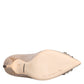 Beige Leather Crystal Embellished Pumps Shoes