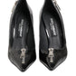 Black Patent Leather Zipper Heels Pumps Shoes