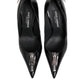 Black Patent Leather Zipper Heels Pumps Shoes