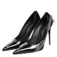 Black Patent Leather Zipper Heels Pumps Shoes
