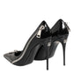 Black Patent Leather Zipper Heels Pumps Shoes