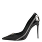 Black Patent Leather Zipper Heels Pumps Shoes