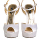 White Satin Platform Heels Sandals Shoes