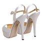 White Satin Platform Heels Sandals Shoes
