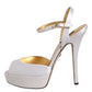 White Satin Platform Heels Sandals Shoes