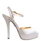 White Satin Platform Heels Sandals Shoes