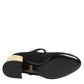 Black Flower Crystal Embellished Mary Jane Shoes