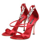 Red Satin Crystals Keira Sandals Heels Shoes