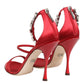 Red Satin Crystals Keira Sandals Heels Shoes