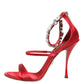 Red Satin Crystals Keira Sandals Heels Shoes