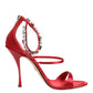 Red Satin Crystals Keira Sandals Heels Shoes