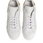 White Gold Leather Low Top Sneakers Shoes