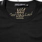 Black Cotton Goodluck Tee Crew Neck T-shirt