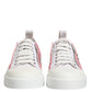 White Pink Canvas Low Top Sneakers Shoes