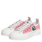 White Pink Canvas Low Top Sneakers Shoes