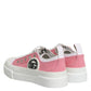 White Pink Canvas Low Top Sneakers Shoes