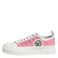 White Pink Canvas Low Top Sneakers Shoes