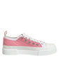 White Pink Canvas Low Top Sneakers Shoes