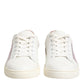 White Pink Leather Low Top Sneakers Shoes