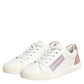 White Pink Leather Low Top Sneakers Shoes
