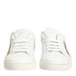 White Gray Leather Low Top Sneakers Shoes