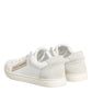 White Gray Leather Low Top Sneakers Shoes
