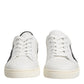 White Black Leather Low Top Sneakers Shoes