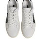 White Black Leather Low Top Sneakers Shoes