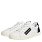 White Black Leather Low Top Sneakers Shoes