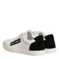 White Black Leather Low Top Sneakers Shoes