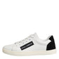 White Black Leather Low Top Sneakers Shoes