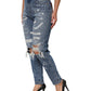 Blue Tattered High Waist Women Denim Jeans