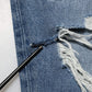 Blue Tattered High Waist Women Denim Jeans