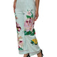 Green Floral Garterized Straight Pajama Pants
