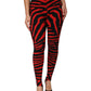 Black Red Nylon Logo Waisted Leggings Pants