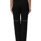 Black Zip Detailed Wool Straight Leg Pants