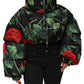 Multicolor Floral Puffer Coat Full Zip Jacket