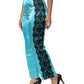 Blue Silk Garterized Straight Women Pajama Pants