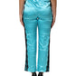 Blue Silk Garterized Straight Women Pajama Pants