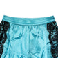 Blue Silk Garterized Straight Women Pajama Pants