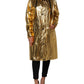 Gold Hooded Long Sleeves Trench Coat Jacket