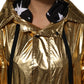 Gold Hooded Long Sleeves Trench Coat Jacket
