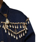 Blue Cotton Denim Crystal Embellished Jacket