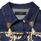 Blue Cotton Denim Crystal Embellished Jacket